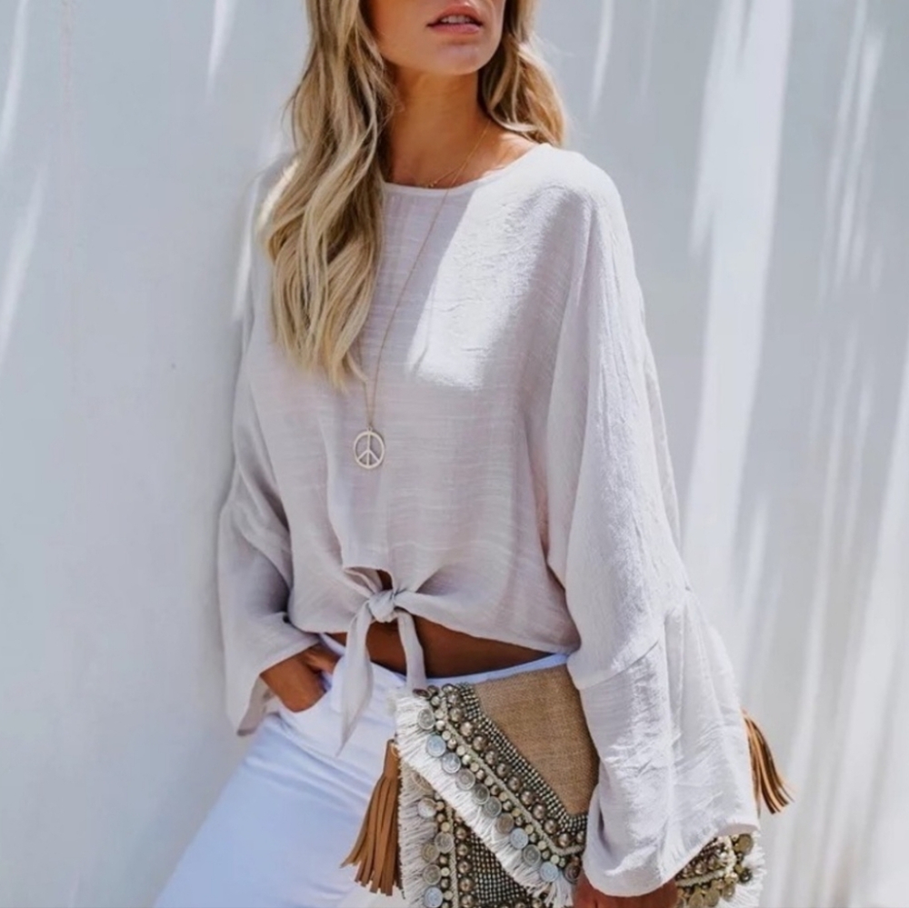 Lilac Tie Cropped Front Top